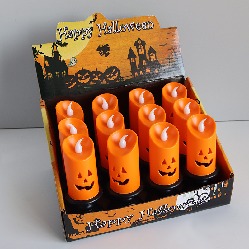 Halloween Pumpkin Lantern LED Electronic Candle Light Creative Nightlight Oil Lamp Plastic Decorations for Festive Season