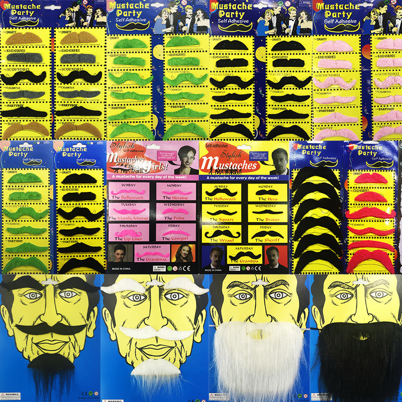 Wholesale 12pcs Funny Halloween Costume Party Fake Mustache Cloth Funny Beard Whisker