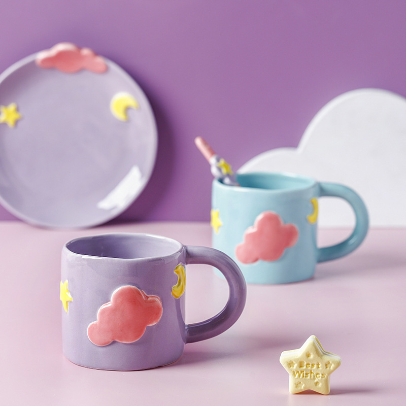 2023 Hot Selling New Creative Star Cloud Ceramic Mug Breakfast Milk Cup Office Coffee Cup