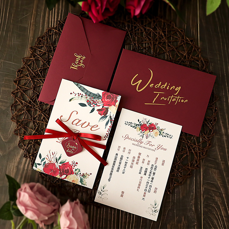 Hot Selling Custom Weeding Card Wedding Invitation Cards Ribbon Invitation Card