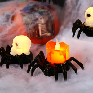 LED Spider Pumpkin Lamp Flickering Flameless Battery Lights Electric Flickering Candles Halloween Party Decoration Plastic