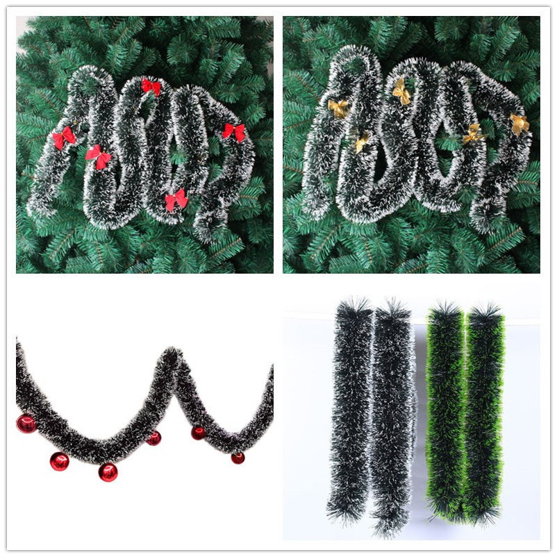 Wholesale 2m Cheap Xmas Tree Garland Red Bow Party Christmas White Dark Green Tinsel