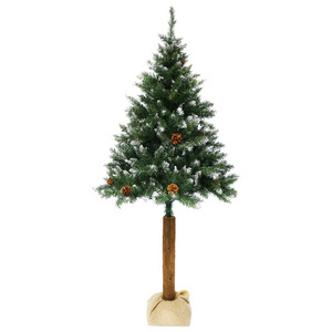 Hot sale In stock Burlap Wood Base Christmas Decoration PVC Snow Christmas tree