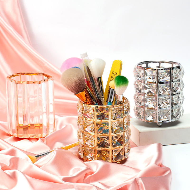 Factory Direct Selling Crystal Brush Holder Makeup Brush Storage Bucket Eyebrow Pencil Finishing Pen Holder