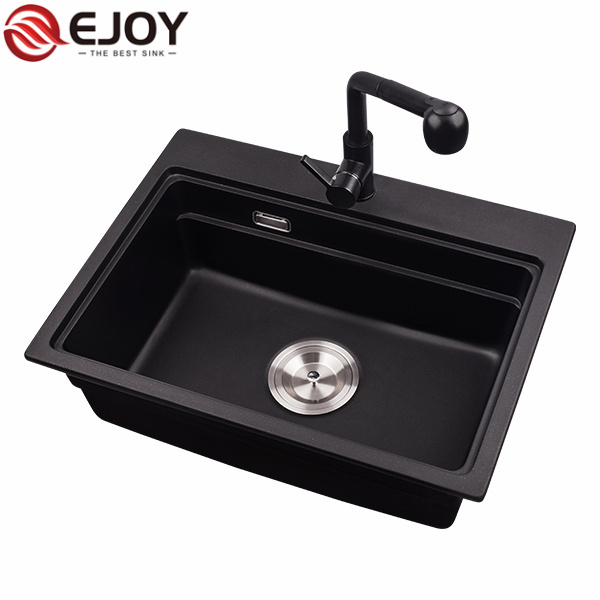 EJOY High Quality quartz sink kitchen  NET650 Customized  home restaurant farm use artifical stone granite kitchen sink