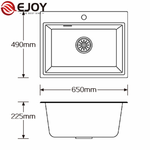 EJOY High Quality quartz sink kitchen  NET650 Customized  home restaurant farm use artifical stone granite kitchen sink