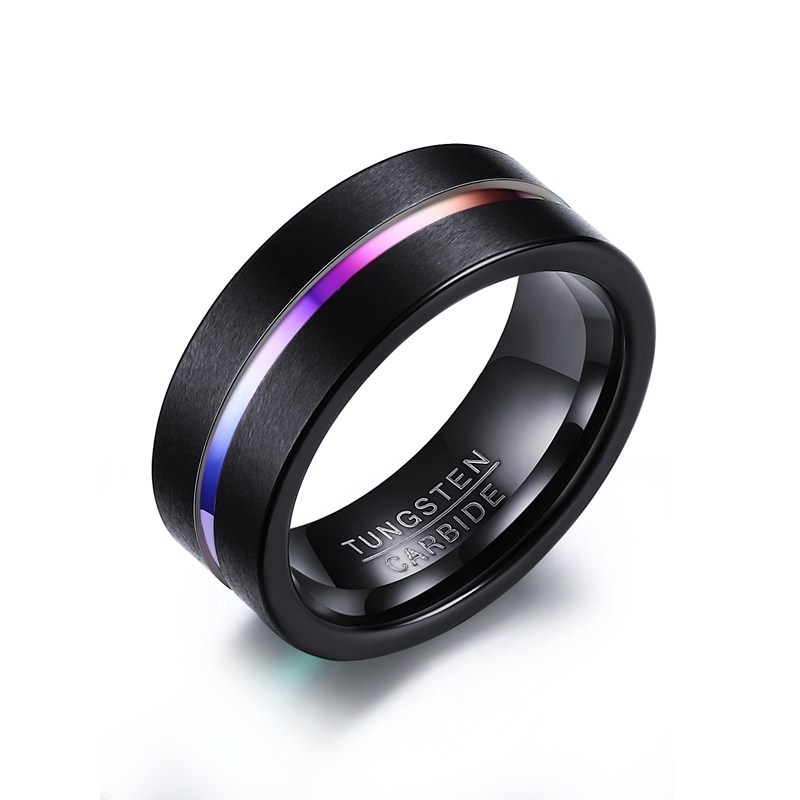 Classical Rose Gold/Color Intermediate Grooved Wedding Bands Matte Finish Men 8mm Black Tungsten Carbide Rings