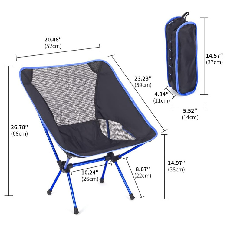 Compact Backing  Lawn Chair Aluminum Portable Camping Chair Lightweight Foldable Outdoor Chair for Hiking Beach