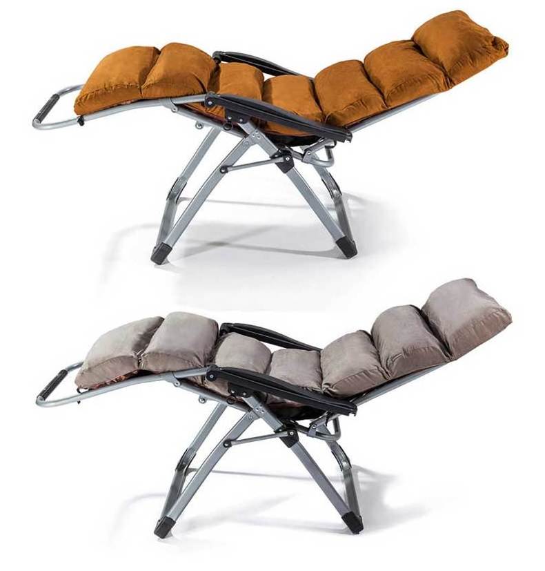 Soft Folding Outdoor Beach Lounge Chairs Zero  Gravity Chairs Adjustable Lounger Chair With Cushion