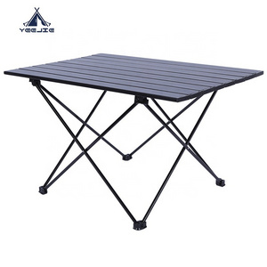 Folding Camping Storage Compartment Aluminum Lightweight Camp Kitchen Table Backyard BB Outdoor Camping Table