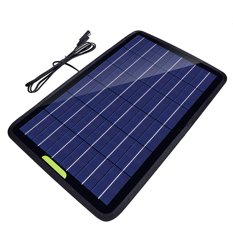 Solar Car Charger Trickle Charger Portable Power Backup Kit With Alligator Clip Adapter YK037