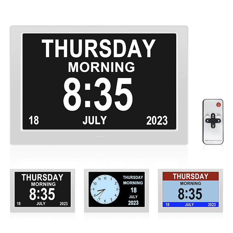 MP3 Flip With Millisecond 7 8 9 10 Inch Memory Loss Dutch Large Display Digital Calendar Wall Dementia Clock