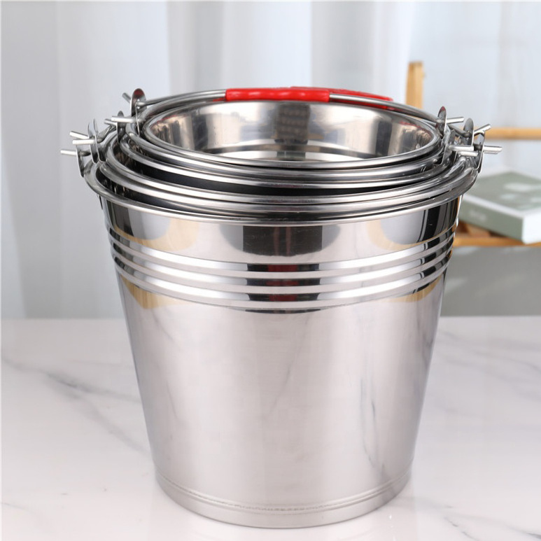 Water Pail Water Ice Beer Bucket Factory Cheap Price Multi Functional Metal Stainless Steel for Bar Kitchen Party BUCKETS 100pcs