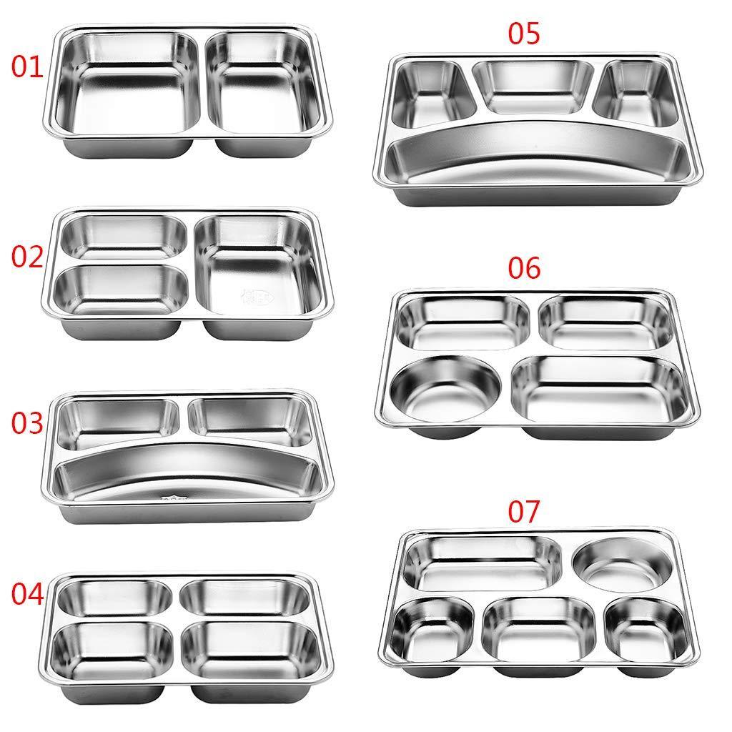 Wholesale 18/8 Stainless Steel Compartment Plates Divide Food Lunch Tray