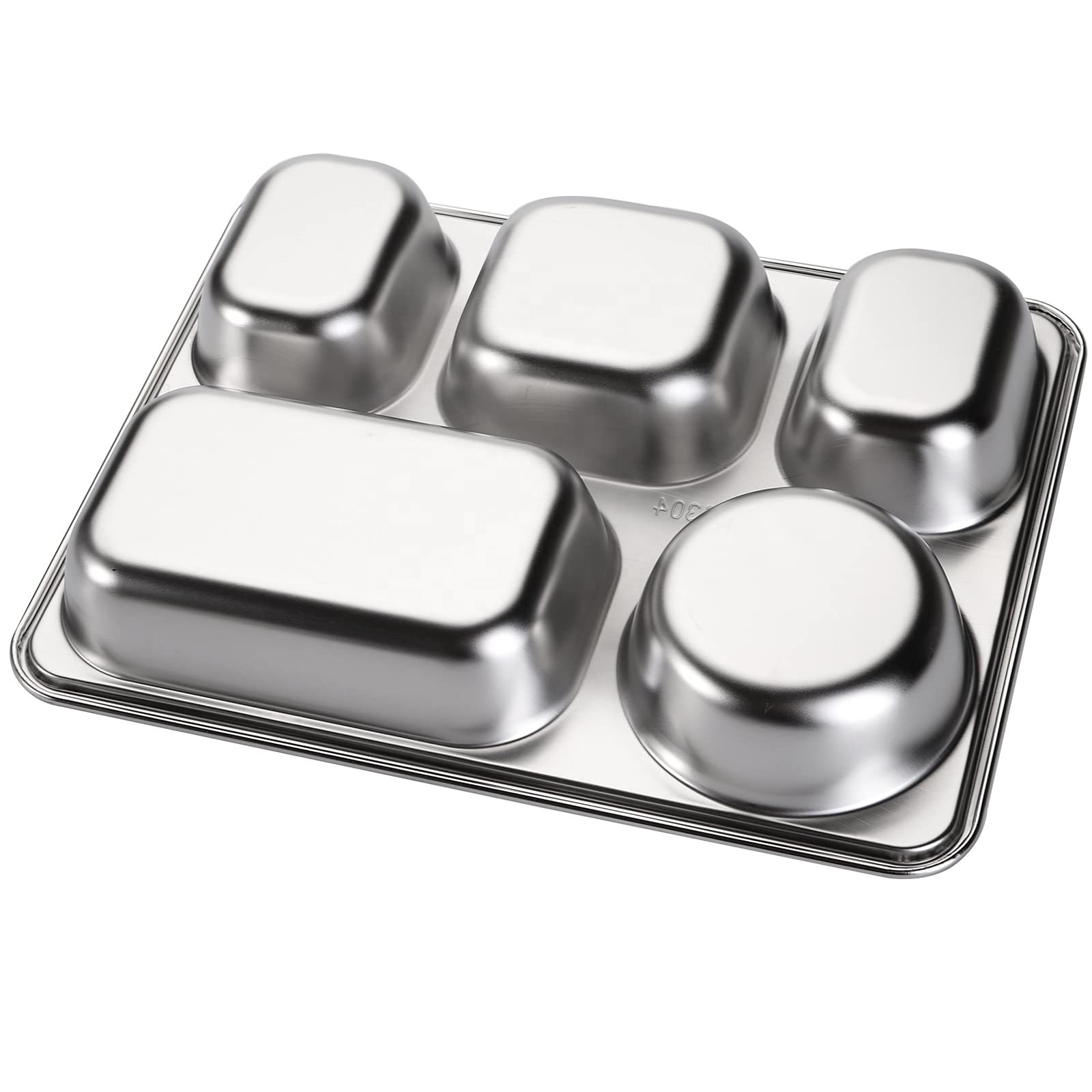 Wholesale 18/8 Stainless Steel Compartment Plates Divide Food Lunch Tray