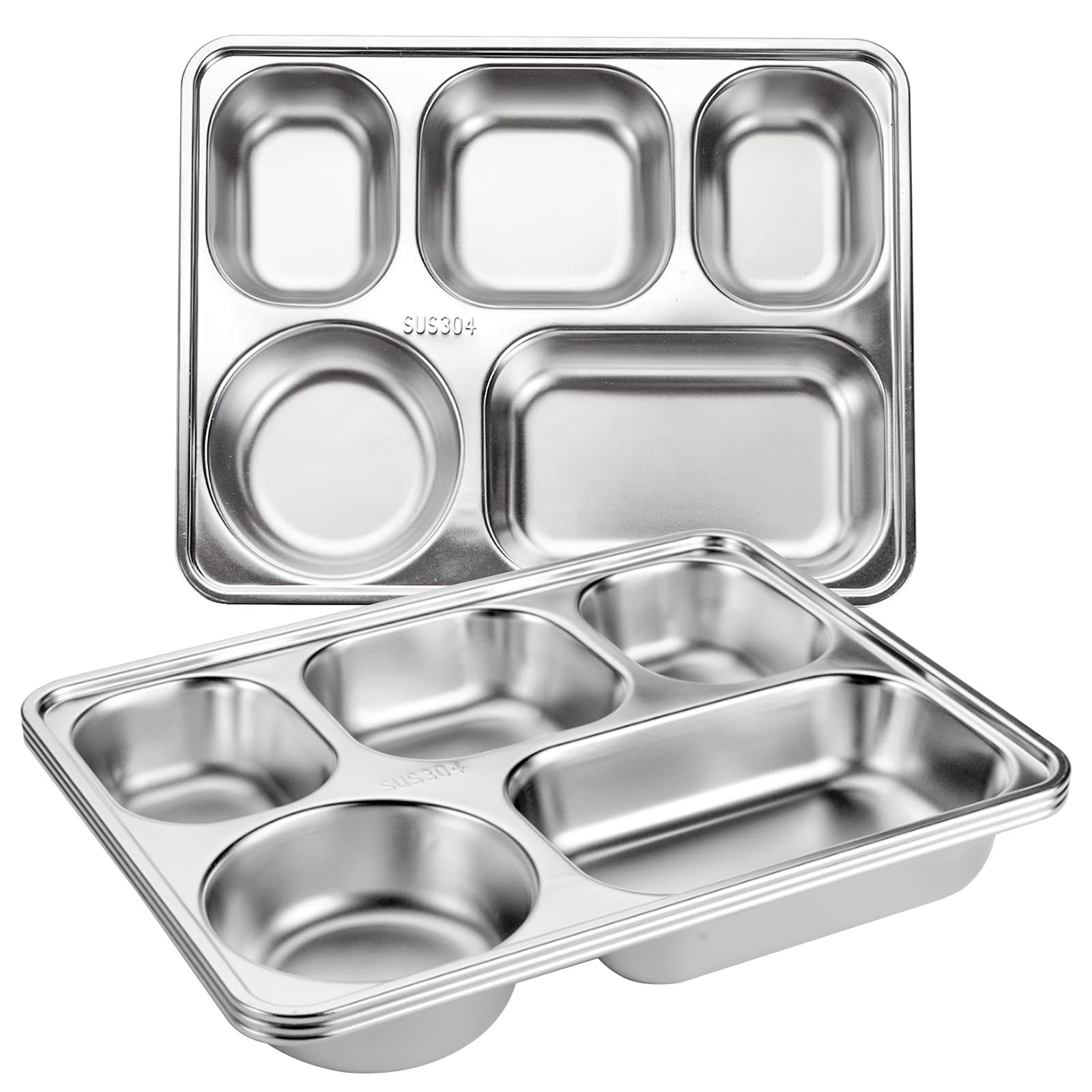 Wholesale 18/8 Stainless Steel Compartment Plates Divide Food Lunch Tray