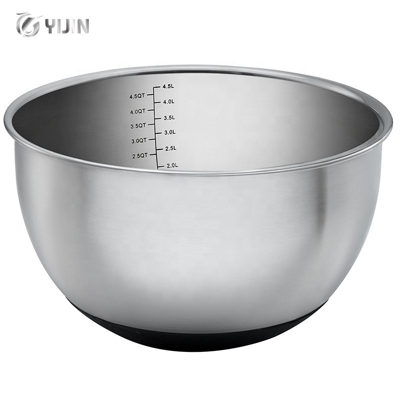 Hot sale airtight lids silicone bottom stainless steel mixing bowls with grater accessories salad bowls with cover