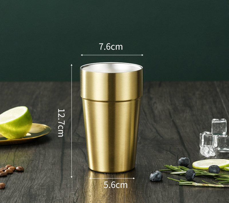 SUS304 Metal Double Wall Wine Cups Drinkware Stainless Steel Drinking Beer Coffee Pint Cup Camping Cups