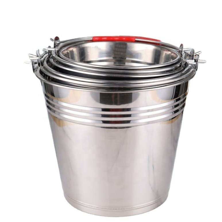 Various capacity ice wine beer champagne milk stainless steel water bucket with plastic handle