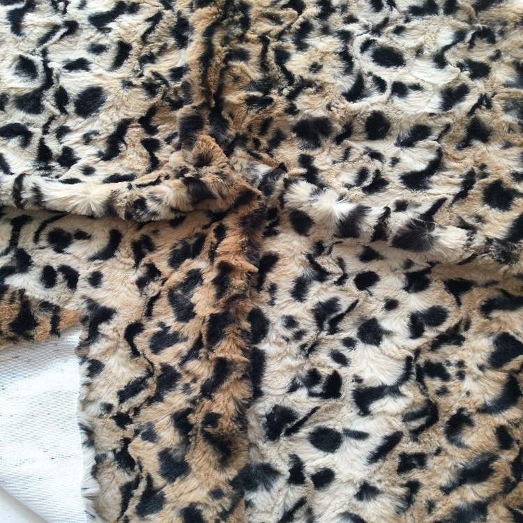 Artificial Pelt Leopard Faux Fur Printed Polyester Minky Soft Plush Fabric For Baby Blanket