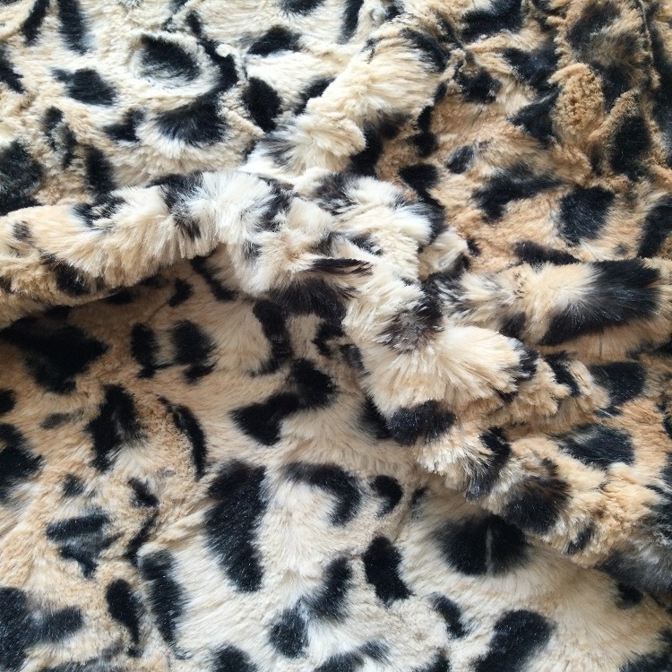 Artificial Pelt Leopard Faux Fur Printed Polyester Minky Soft Plush Fabric For Baby Blanket