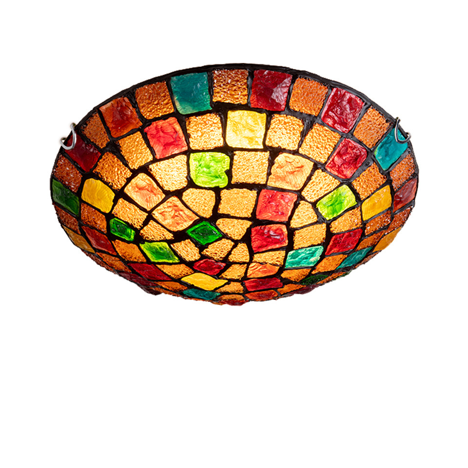 Mosaic Stained Glass Handmade Ceiling Lights Flush Mount Ceiling Light Fixture For Child Room Bedroom Hallway Entry Balcony