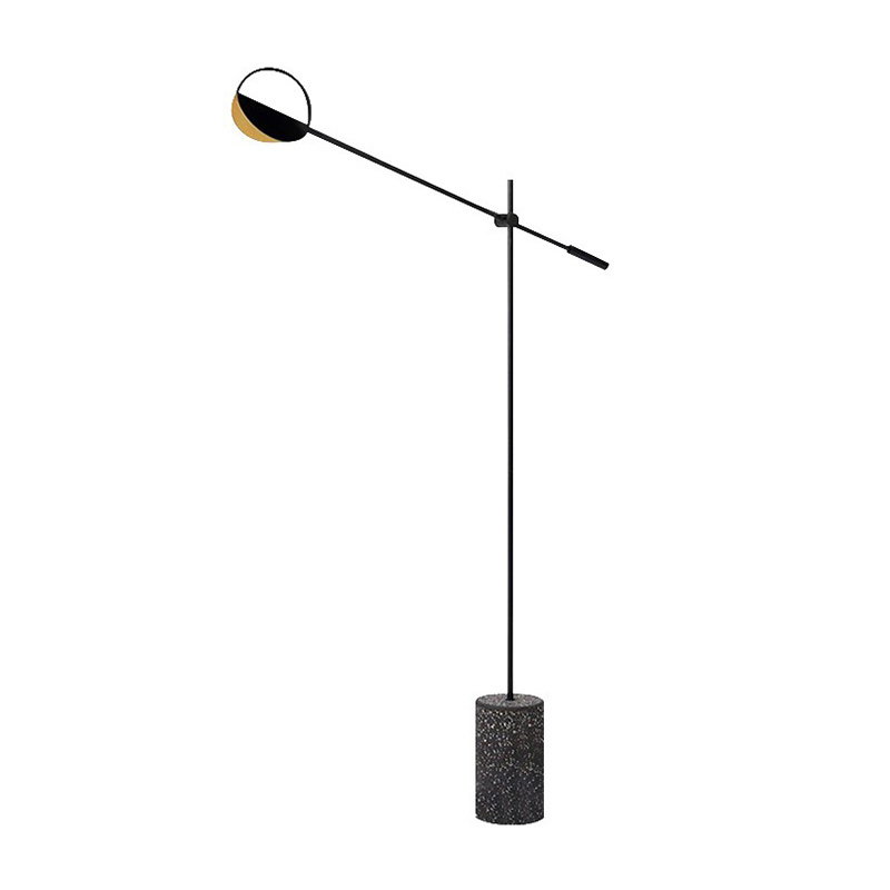 Modern Minimalist LED Floor Lamp Creative Swing Arm Metal Terrazzo Base Standing Lamps For Bedroom Living Room Dining Bar Lamps