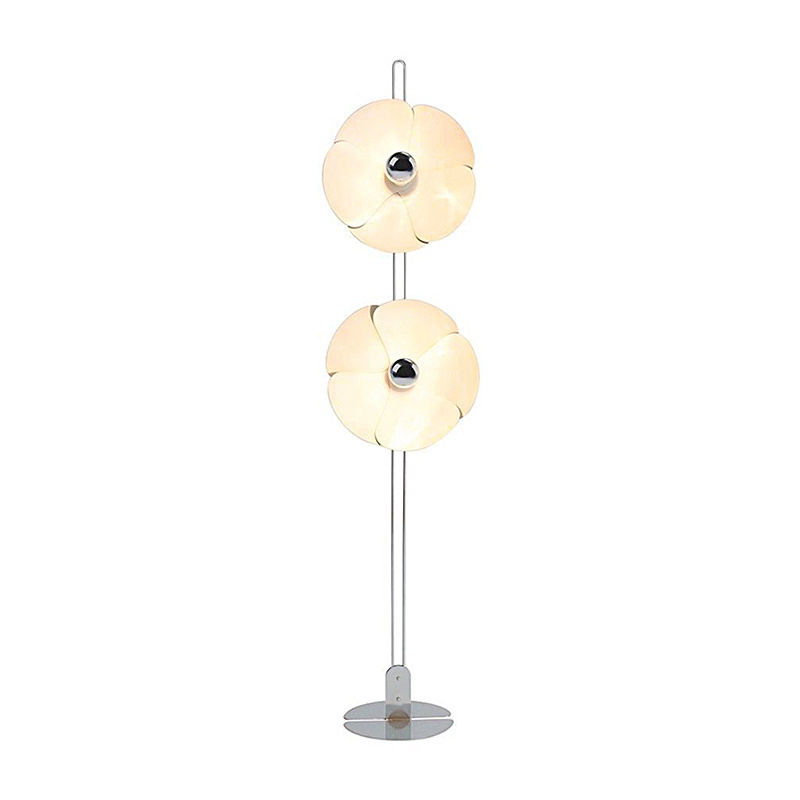 Nordic Midcentury Art Floor Lamps Modern Creative Two Petal Flower Stainless Steel For Living Room Bedroom Study Standing Lamp