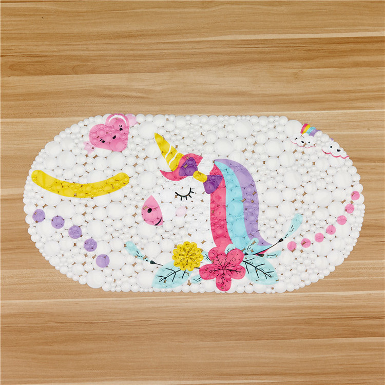 Elliptical non-slip bath mat Eco friendly luxury pvc non slip feet printed bath shower tub mat with Drain Holes