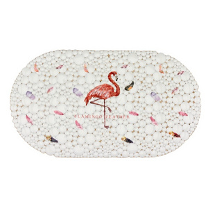 Elliptical non-slip bath mat Eco friendly luxury pvc non slip feet printed bath shower tub mat with Drain Holes