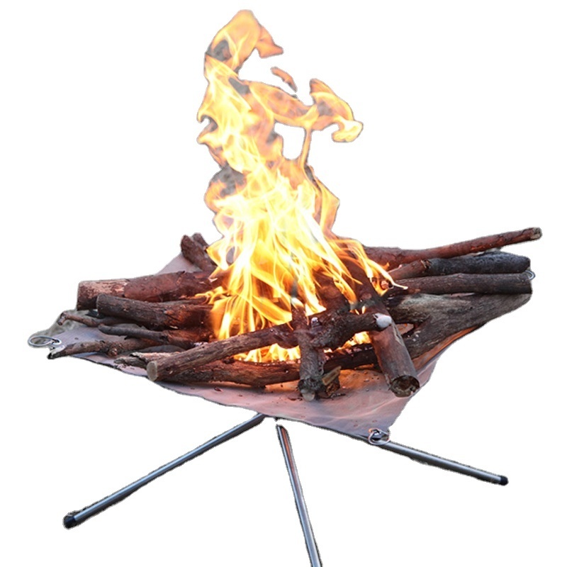 Picnic Portable Outdoor Bbq Fire Pit Foldable Camp Portable Fire Pit With Small Barrel Smoker Grill