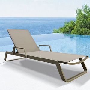 European Sling chaise lounge with adjustable arms and stackable Aluminium Frame Beach Chaise Sun Bed Lounge