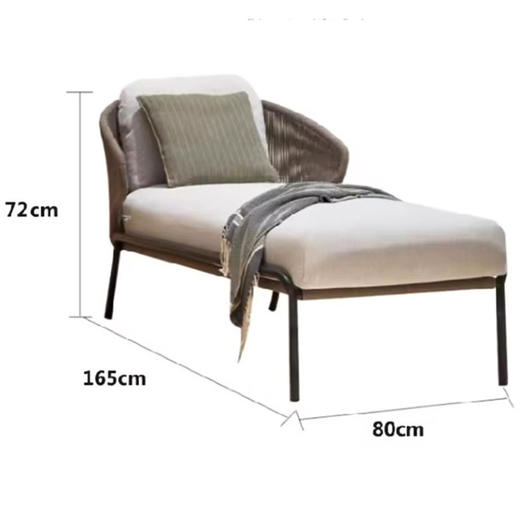 Outside Lounger Aluminum Frame Sunbed Villa Rattan Outdoor Sunbathing Pool Garden Lounge Chair for Hotel