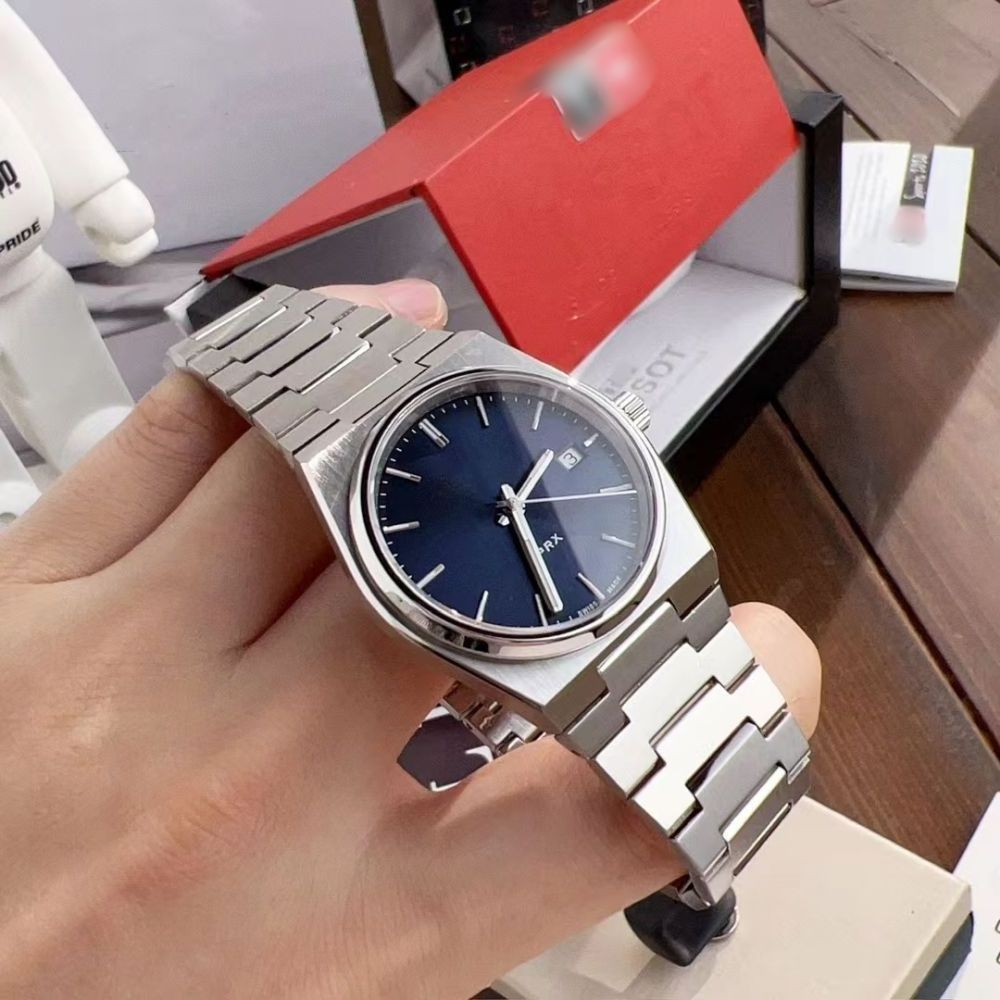 Wholesale Luxury Stainless Steel Tissotss PRX Brand Blue Sunray Dial Bracelet Wrist Watch T1374101104100