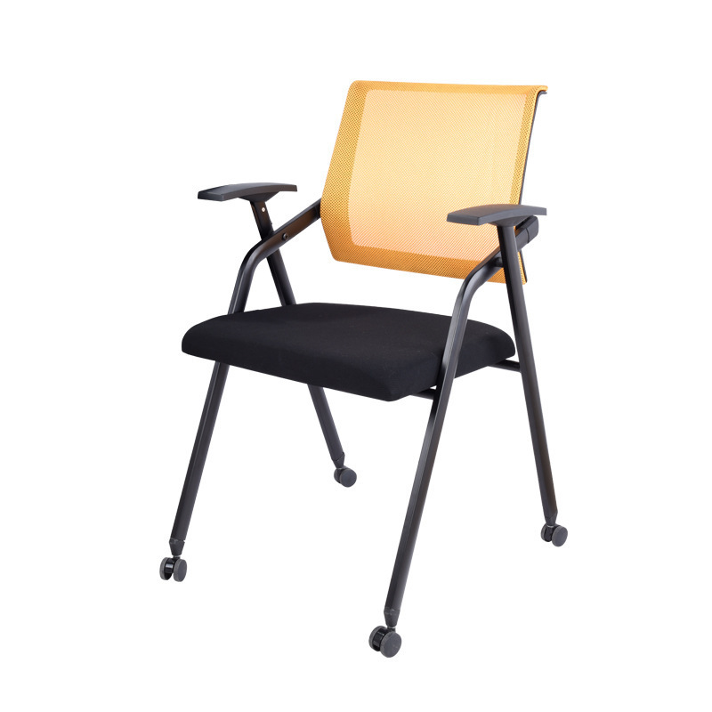 Wholesale Metal Base Swivel Training Chair Mesh Back Fixed Armrest Learning Foldable Conference Staff Office Chair