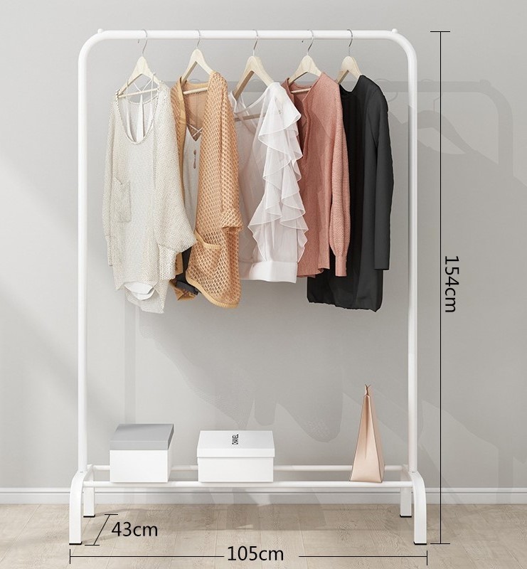 Black White Color Metal Hanging Clothing Shelf Double Layer Steel Storage Clothing Rack