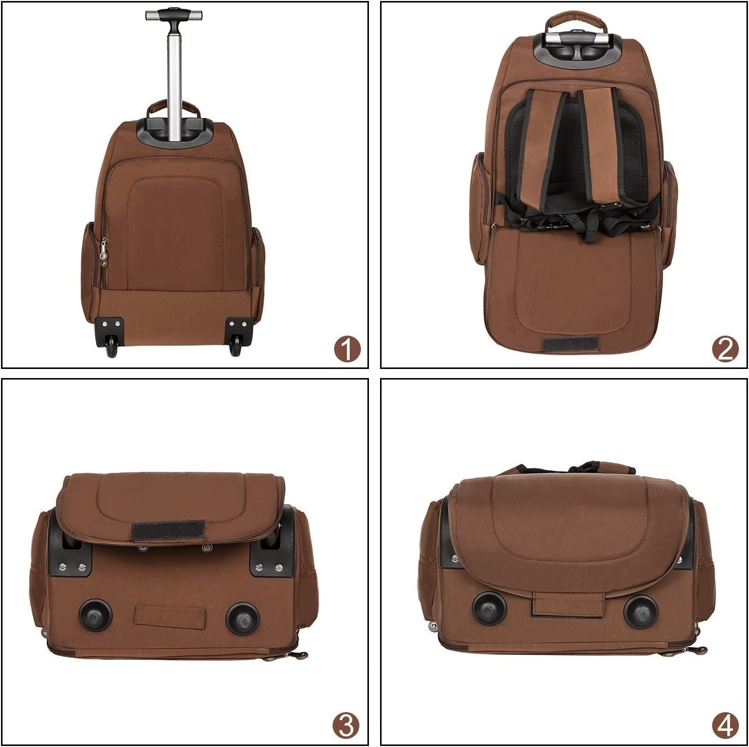 21 inches Large Storage Wheeled Rolling Backpack Multifunction Travel Luggage Books Laptop Bag