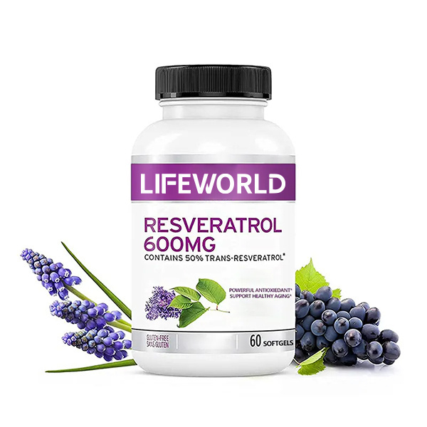 Lifeworld NAD nicotinamide mononucleotide 500mg organic 20% resveratrol grape skin extract powder resveratrol capsules