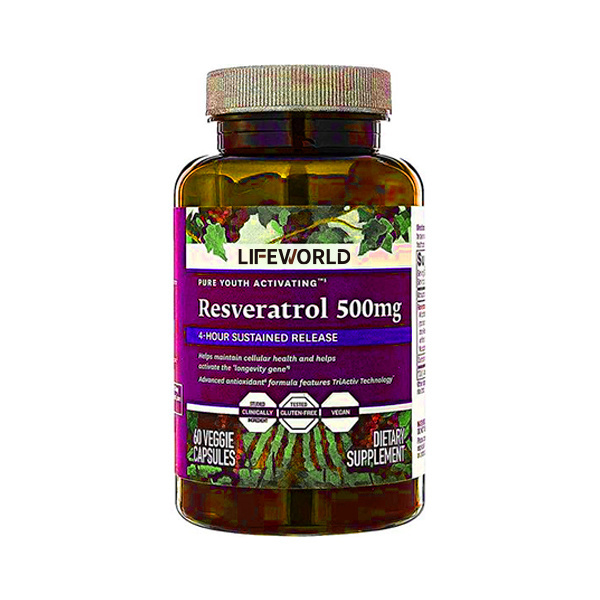 Lifeworld NAD nicotinamide mononucleotide 500mg organic 20% resveratrol grape skin extract powder resveratrol capsules