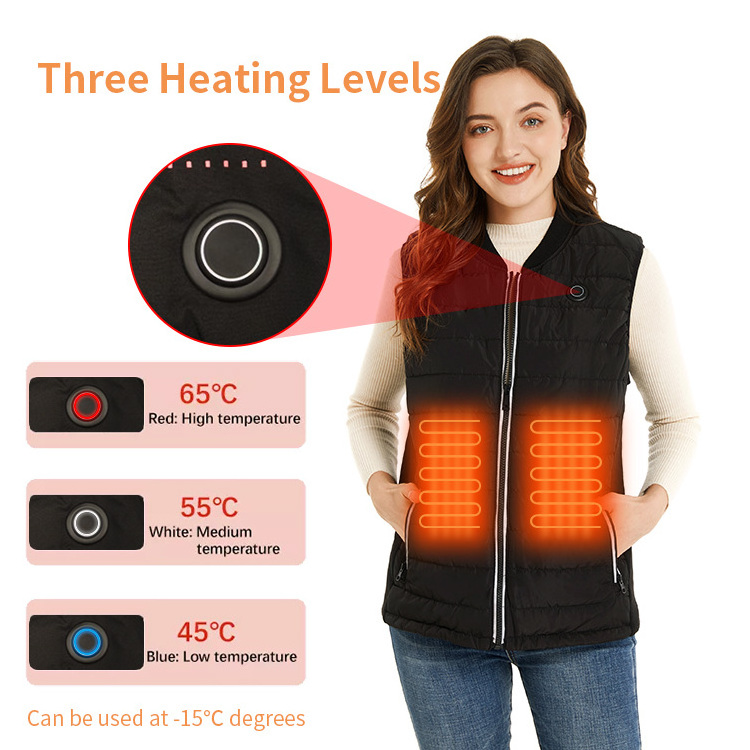 High Quality 5V USB 5 zone Adjustable Power Body Heating Vest Outdoor Winter Women Heated Vest for Working And Daily Life