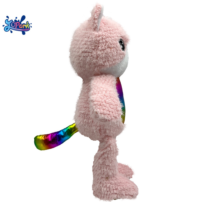 JOPARK Beautiful Rainbow Cat Soft Toy Stuffed Animal Plush Doll Big Colorful Belly Pink Plushies Girl Birthday Surprise Gift