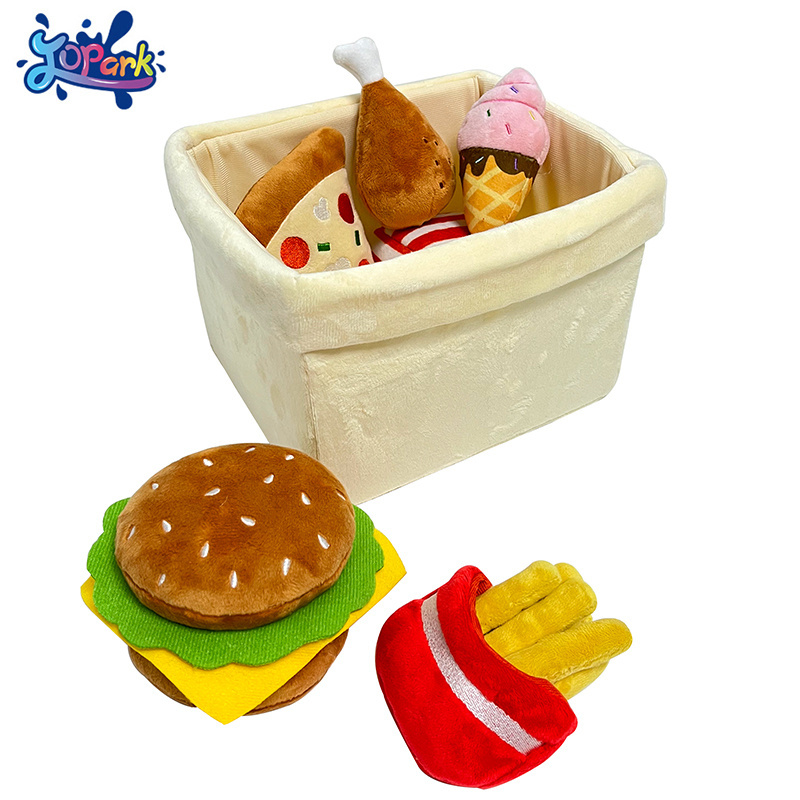 JOPARK Simulation French Fries Toy Hamburger Set Soft Plush Food Toys Stuffed Kids Educational Plushies