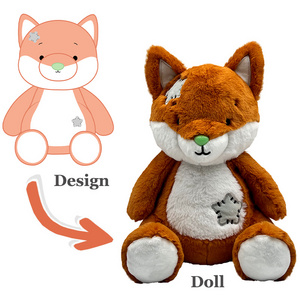 JOPARK Custom Logo Stuffed Animal Plush Toy Baby Fox Doll Patch Peluches Super Soft Plushies Funny Squishy Embroidery Mascot Toy