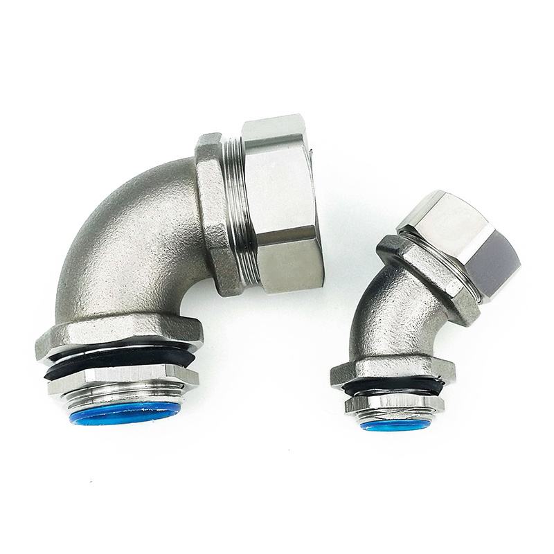 DWJ 90 degree  M32  Connector Electrical Metal Corrugated 90 Degree Liquid Tight Flexible Conduit Connector