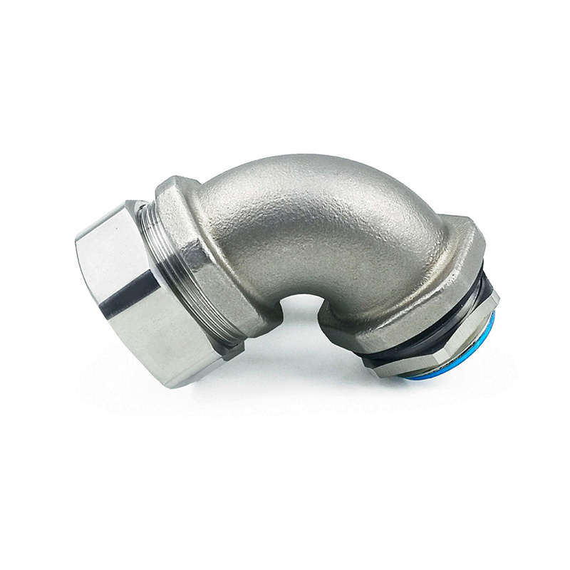 DWJ 90 degree  M32  Connector Electrical Metal Corrugated 90 Degree Liquid Tight Flexible Conduit Connector