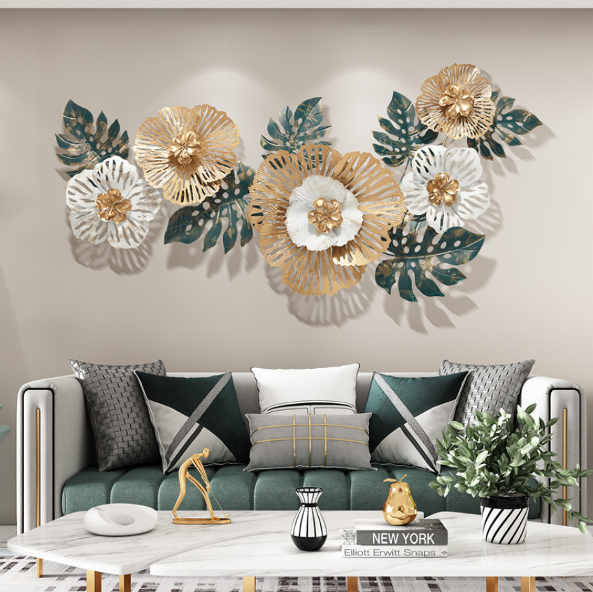 135x57cm Light luxury indoor flower wall decoration large metal 3d flowers wall decor for living room