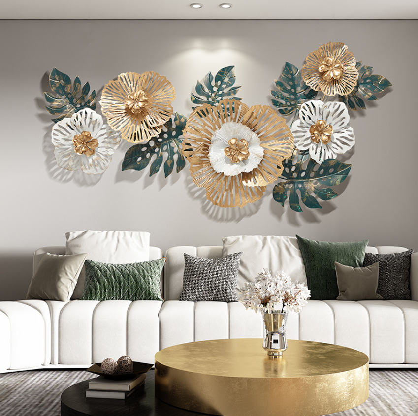 135x57cm Light luxury indoor flower wall decoration large metal 3d flowers wall decor for living room