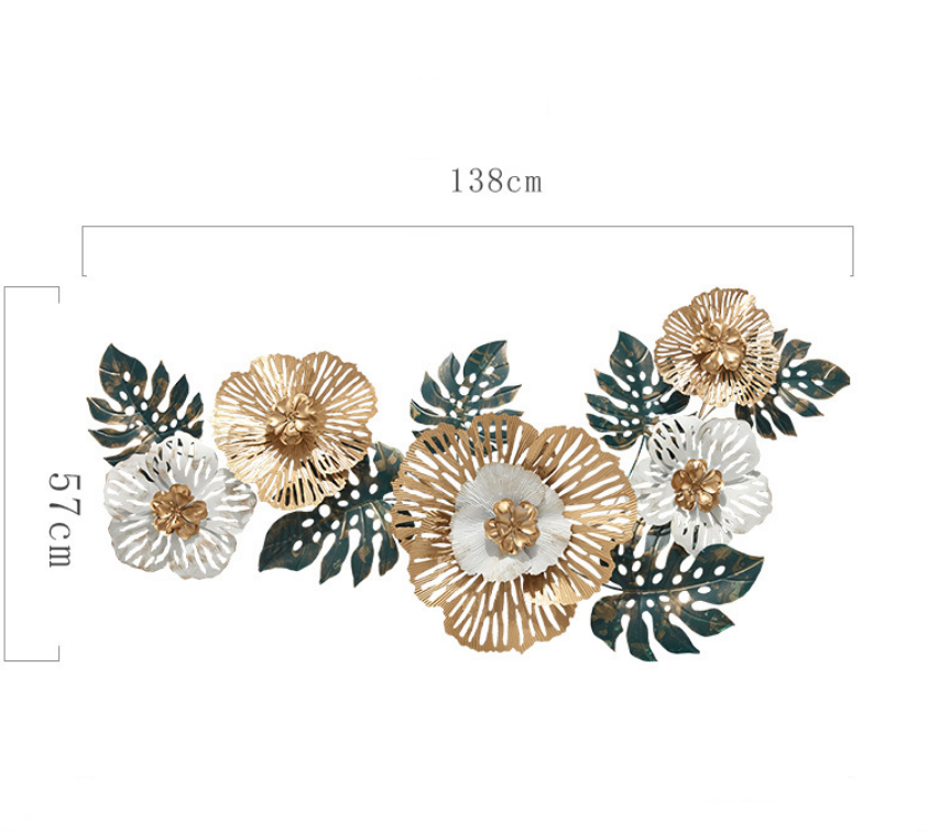 135x57cm Light luxury indoor flower wall decoration large metal 3d flowers wall decor for living room