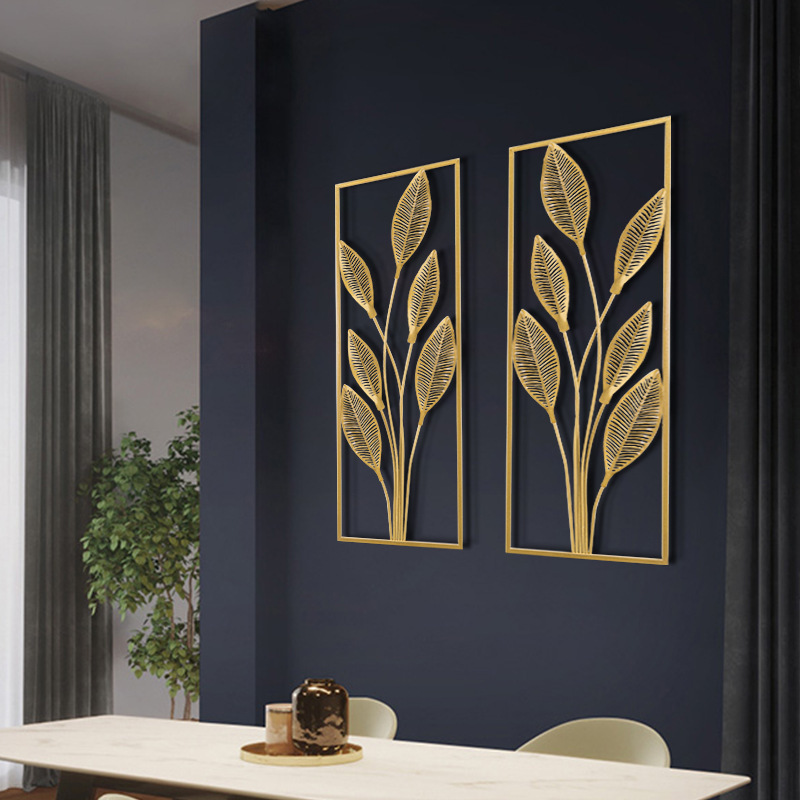 Wall Decor New Panels Display Gold House Interior Modern Living Room Frame Art Hanging Leaves Metal Sticker Home Decor Wall