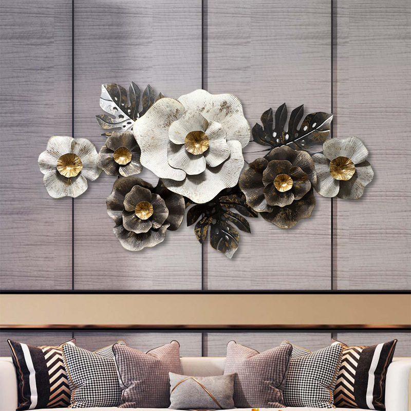 Popular Nordic Style Metal Flower Wall Decor Creative Metal Floral Wall Decoration For Bedroom, Living Room Indoor Wall Art